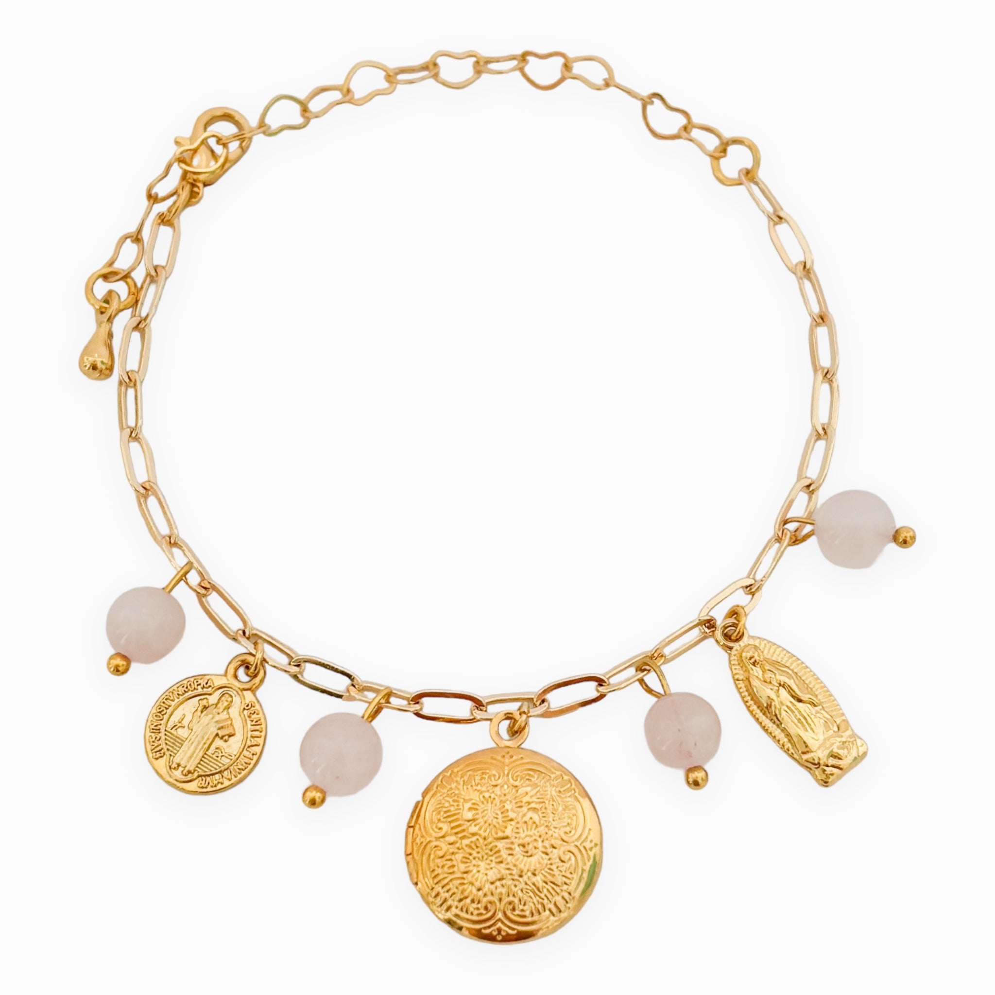 Pulsera Relicario San Benito Virgencita Redondo Mandala Mini