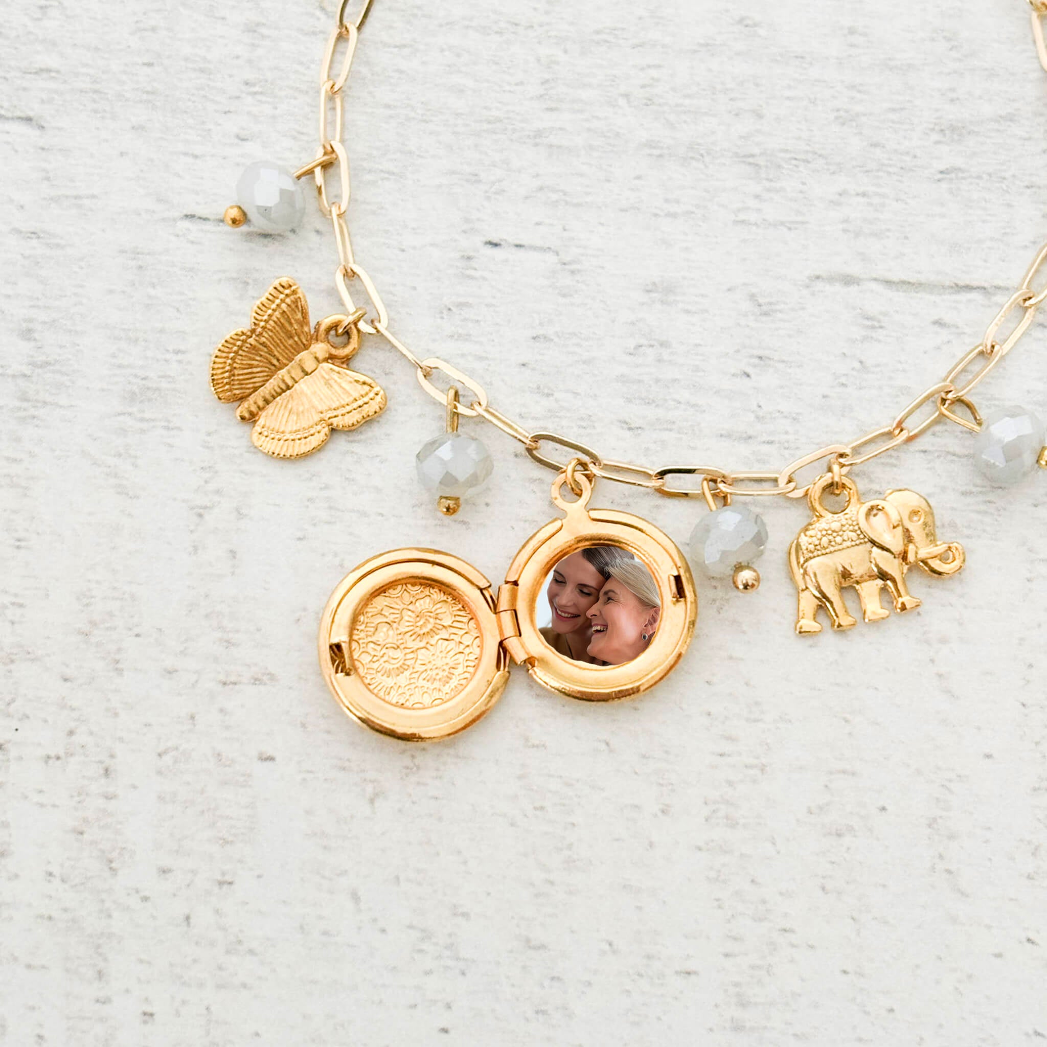 Pulsera Relicario Mariposa Elefante Redondo Mandala Mini