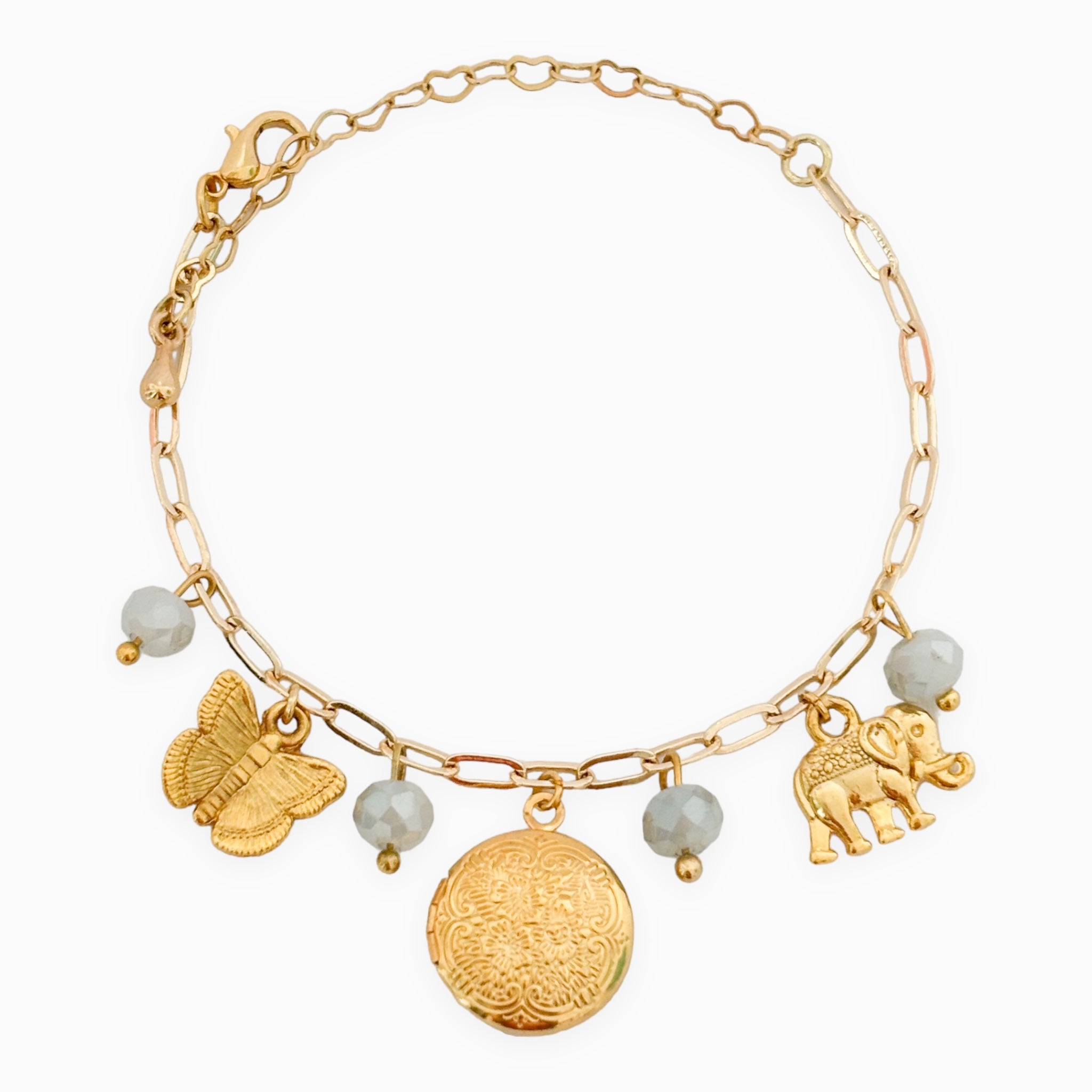 Pulsera Relicario Mariposa Elefante Redondo Mandala Mini