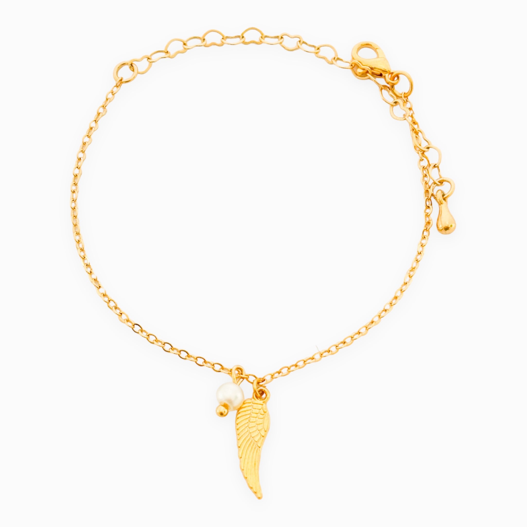 Pulsera Ala De Ángel Perla Broche Con Significado