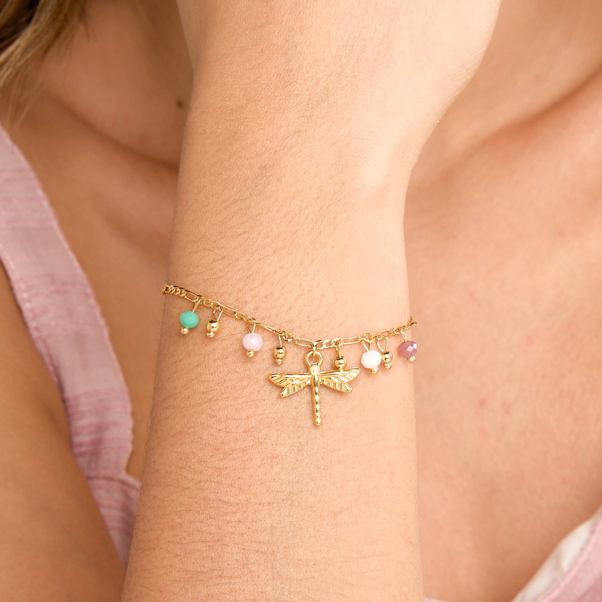 Pulsera Libélula Muranos Balines Broche Con Significado