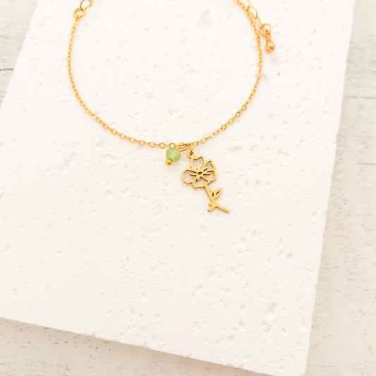 Pulsera Agosto Flor Amapola de Nacimiento