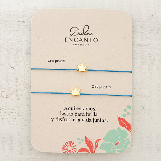 Pulseras Hilo Corona Set De 2 Amigas Para Compartir