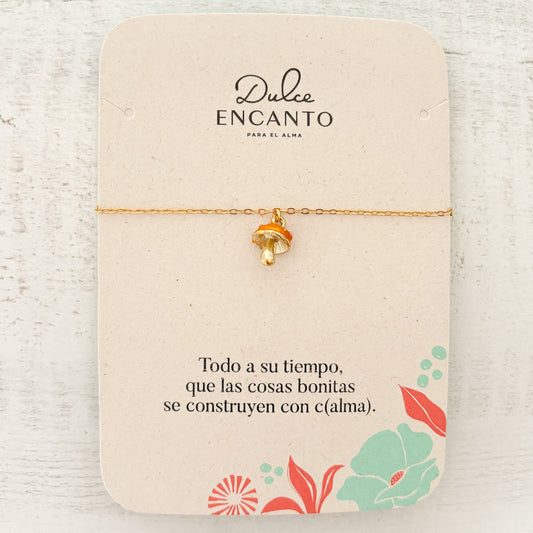 Pulsera Hongo Naranjado Broche