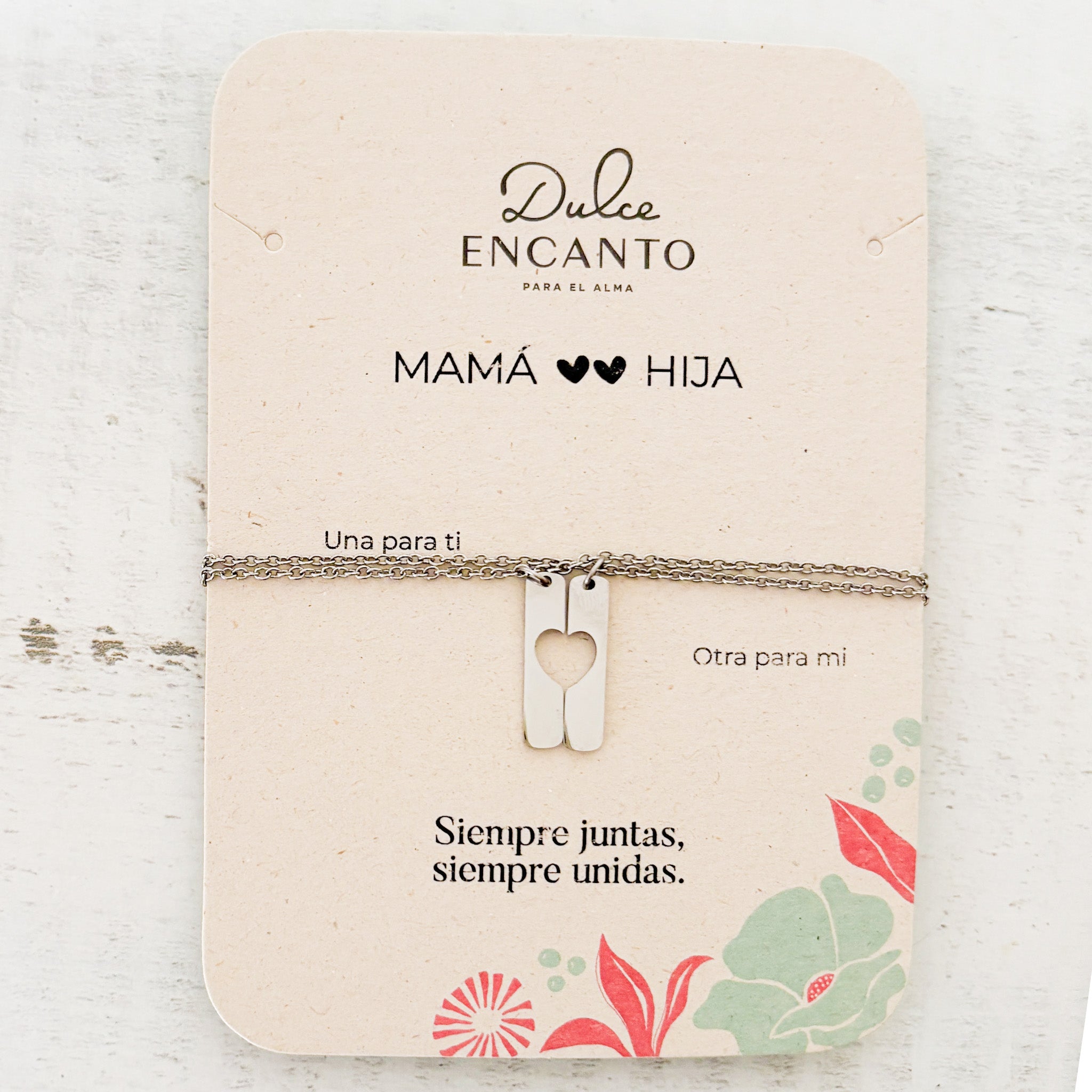 Pulseras X2 Corazón Unido Plateado Para Compartir Broche