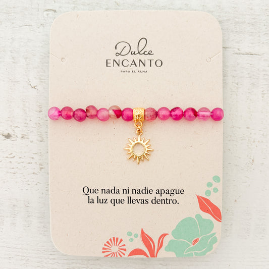 Pulsera Elástica Sol Cristales Magenta
