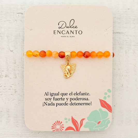 Pulsera Elástica Elefante Cristales Naranjado