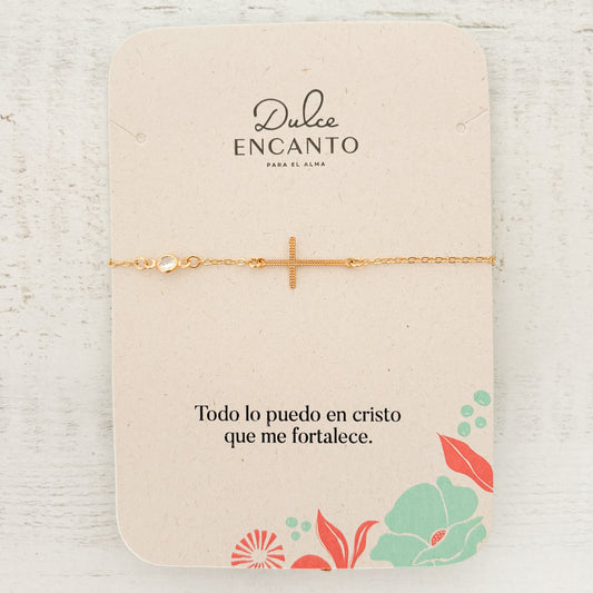 Pulsera Cruz Zircón Broche