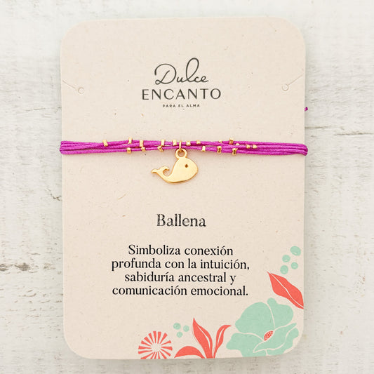 Pulsera Ballena de 4 Hilos Violeta Ajustable