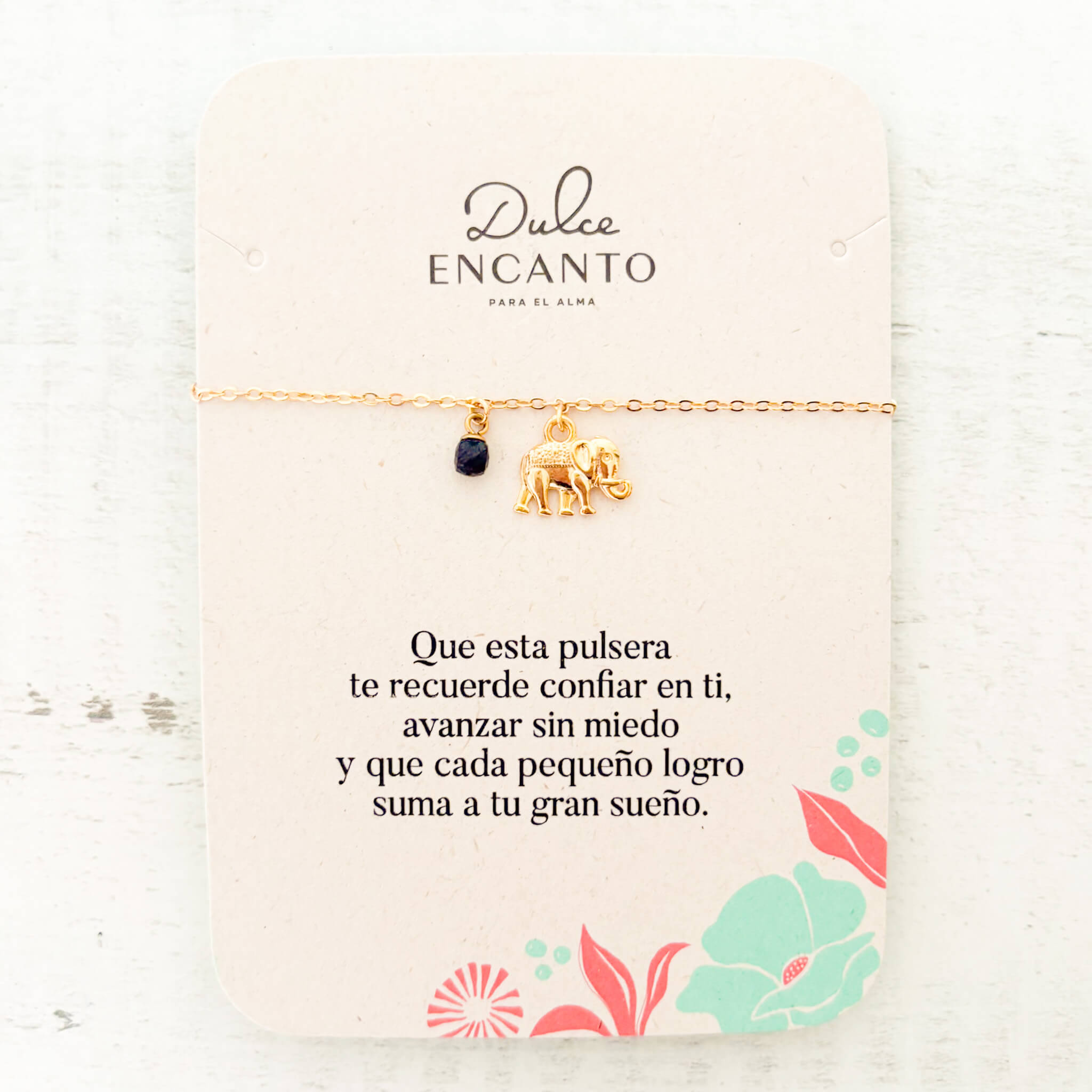 Pulsera Elefante Cristal Onix con Broche