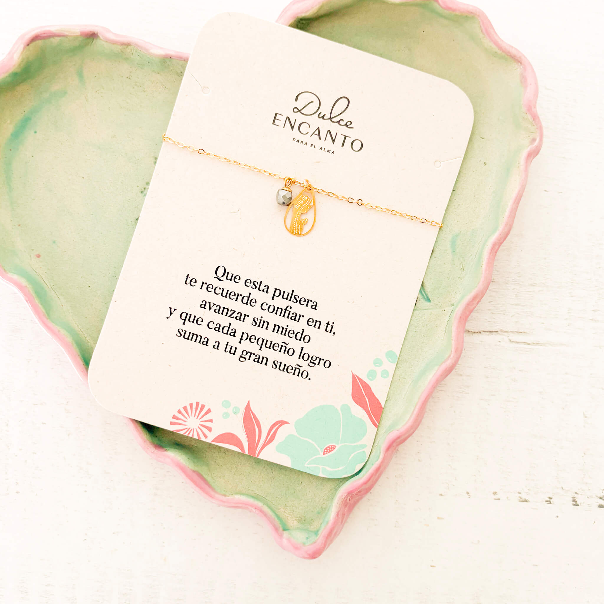 Pulsera Virgencita María Cristal Obsidiana con Broche