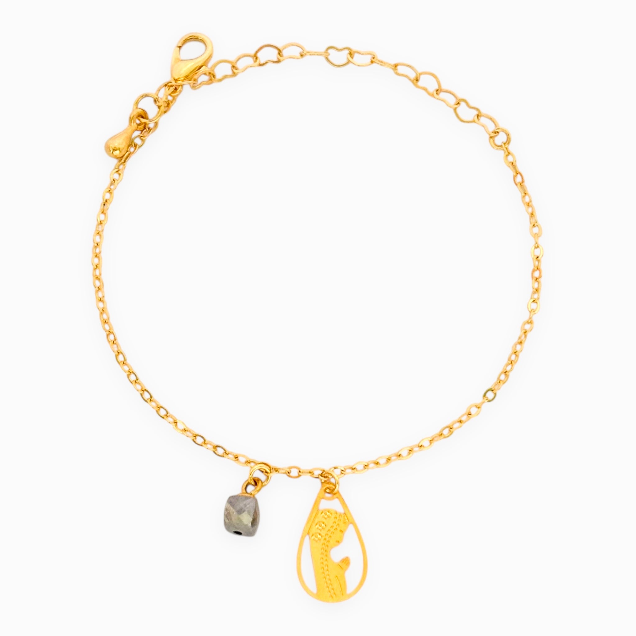 Pulsera Virgencita María Cristal Obsidiana con Broche