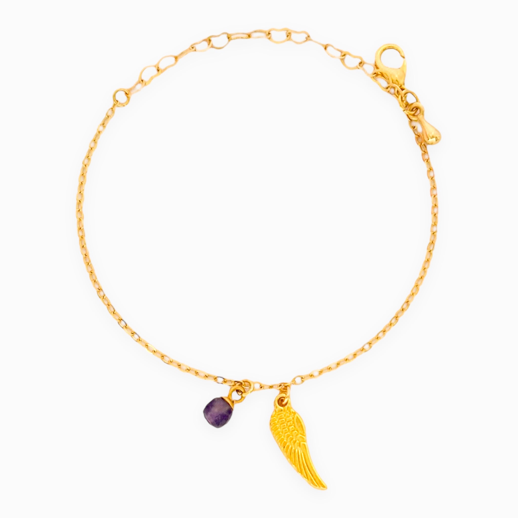 Pulsera Ala de Ángel Cristal Amatista con Broche