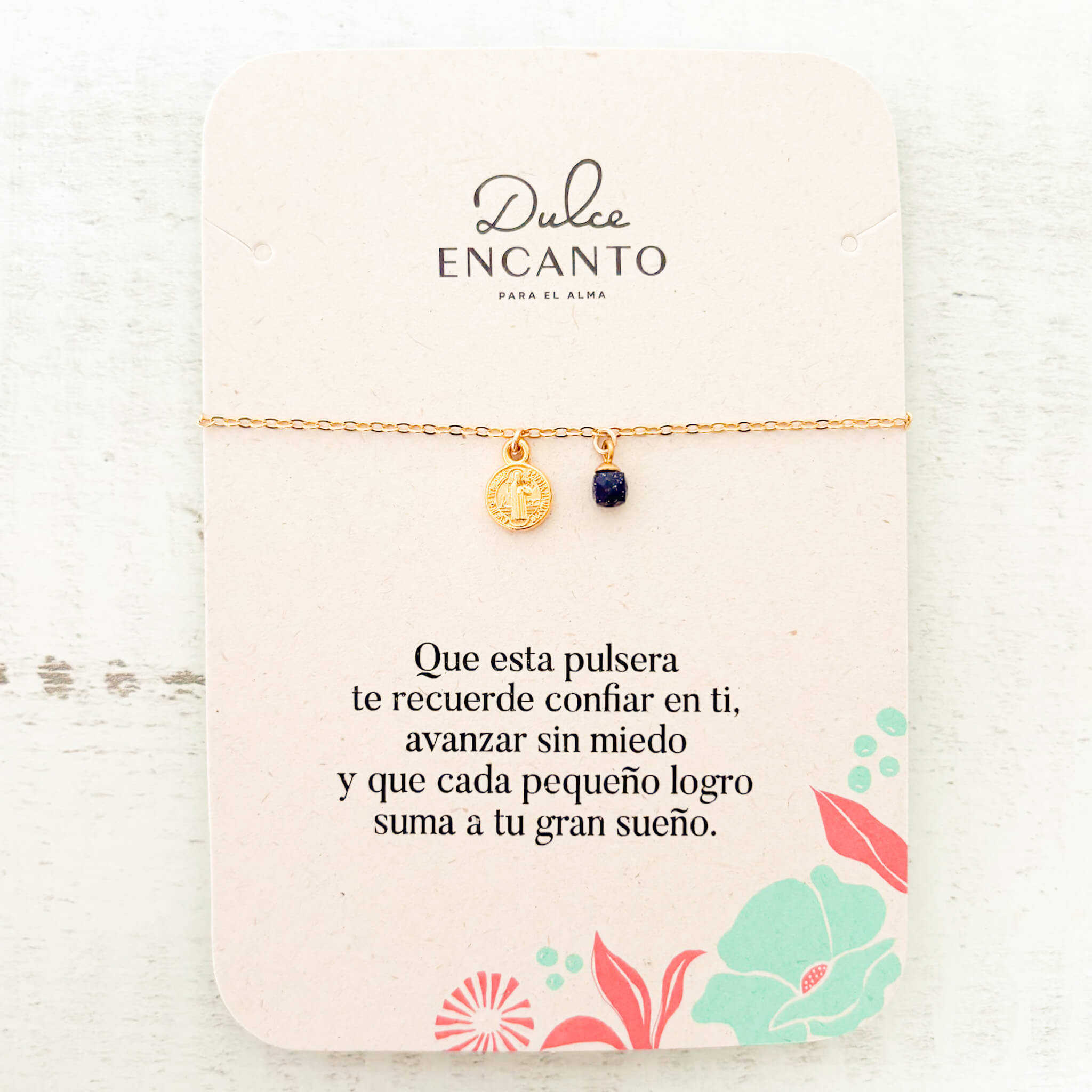 Pulsera San Benito Cristal Lluvia de Plata con Broche