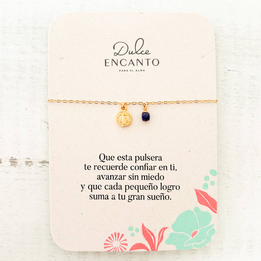 Pulsera San Benito Cristal Lluvia de Plata con Broche
