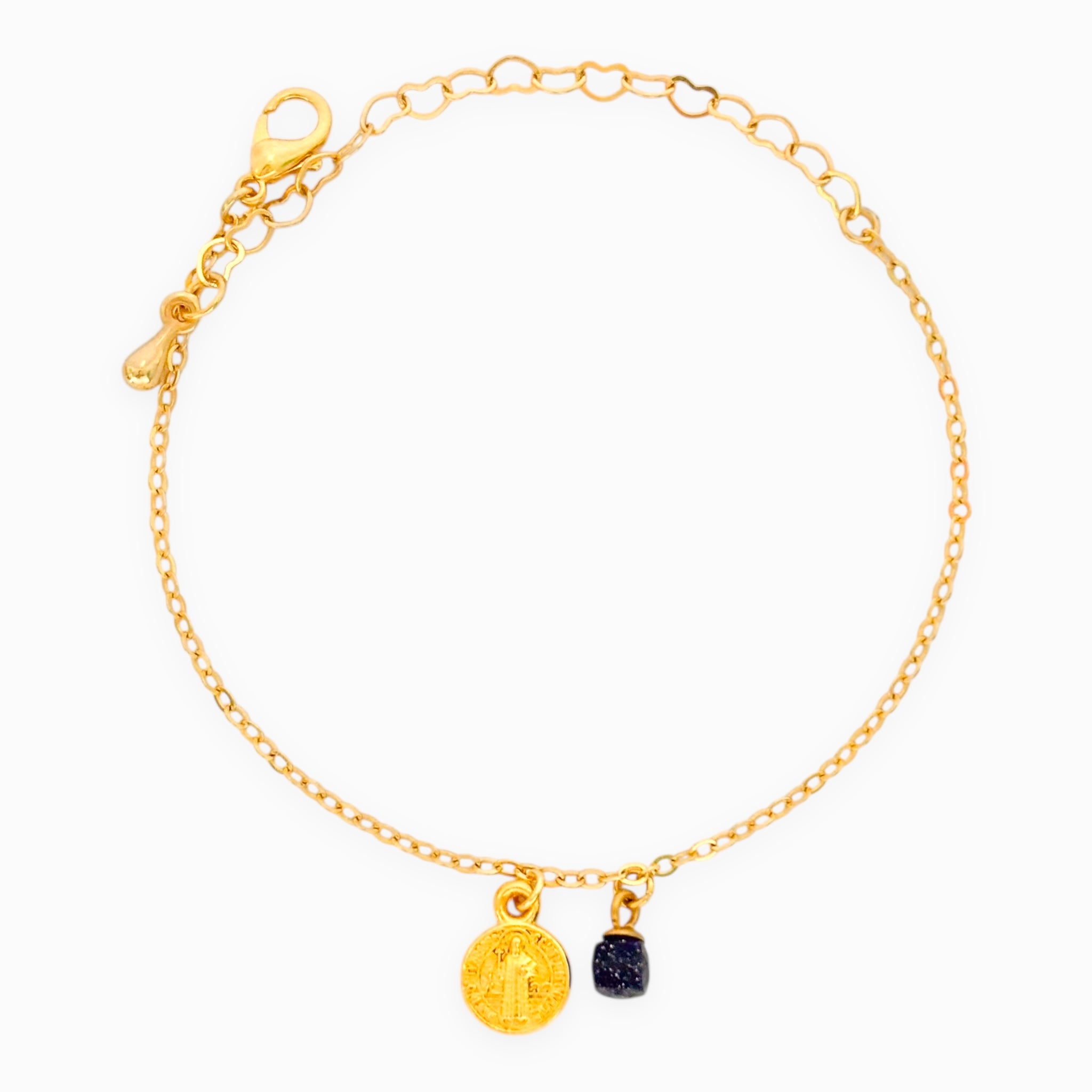 Pulsera San Benito Cristal Lluvia de Plata con Broche