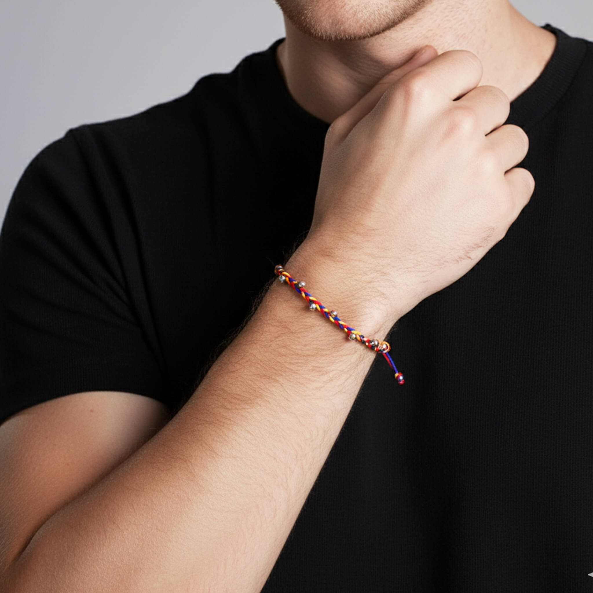 Pulsera Colombia para Hombre Trenza Balines