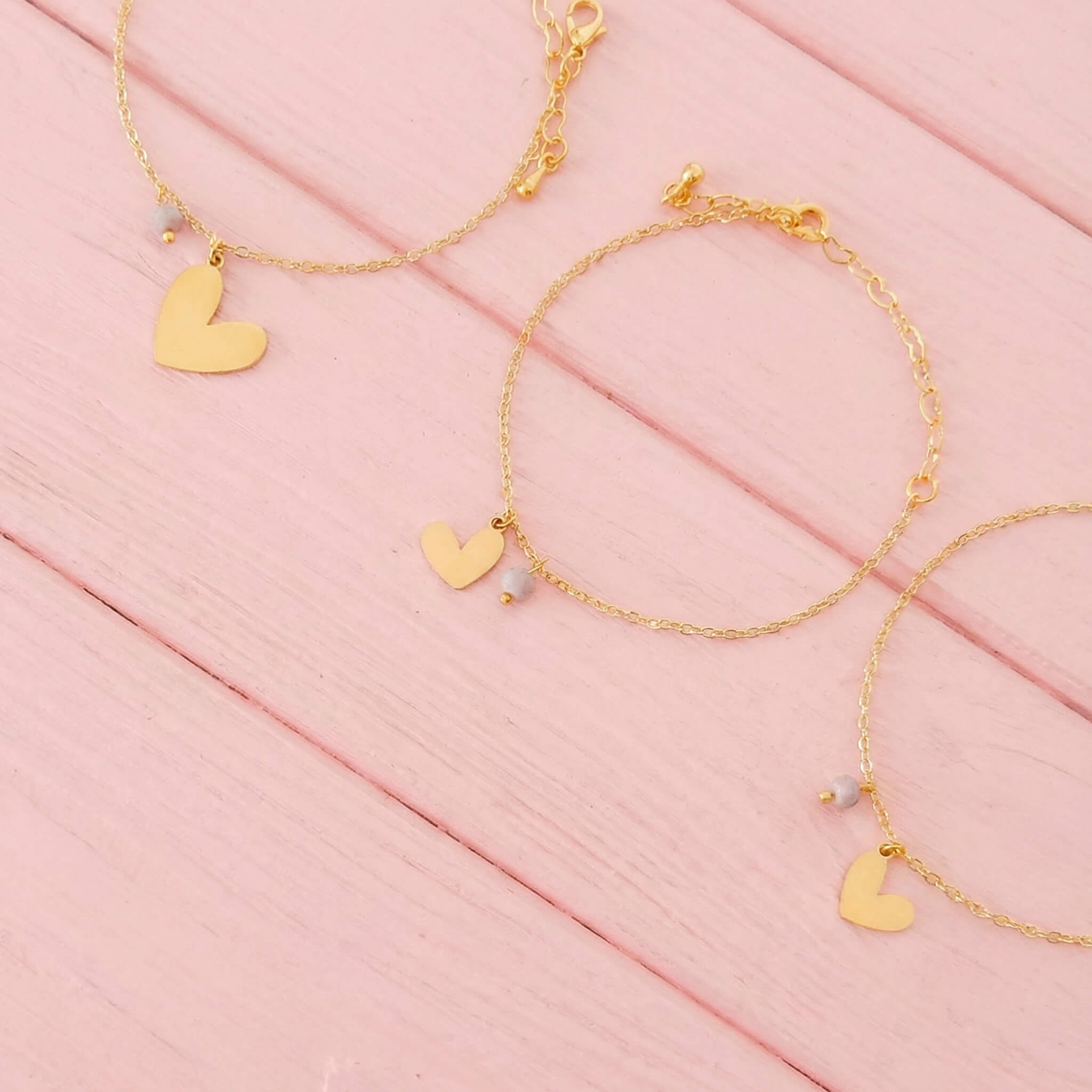 Pulseras Mamá e Hijas Corazones Murano Violeta x3 para Compartir