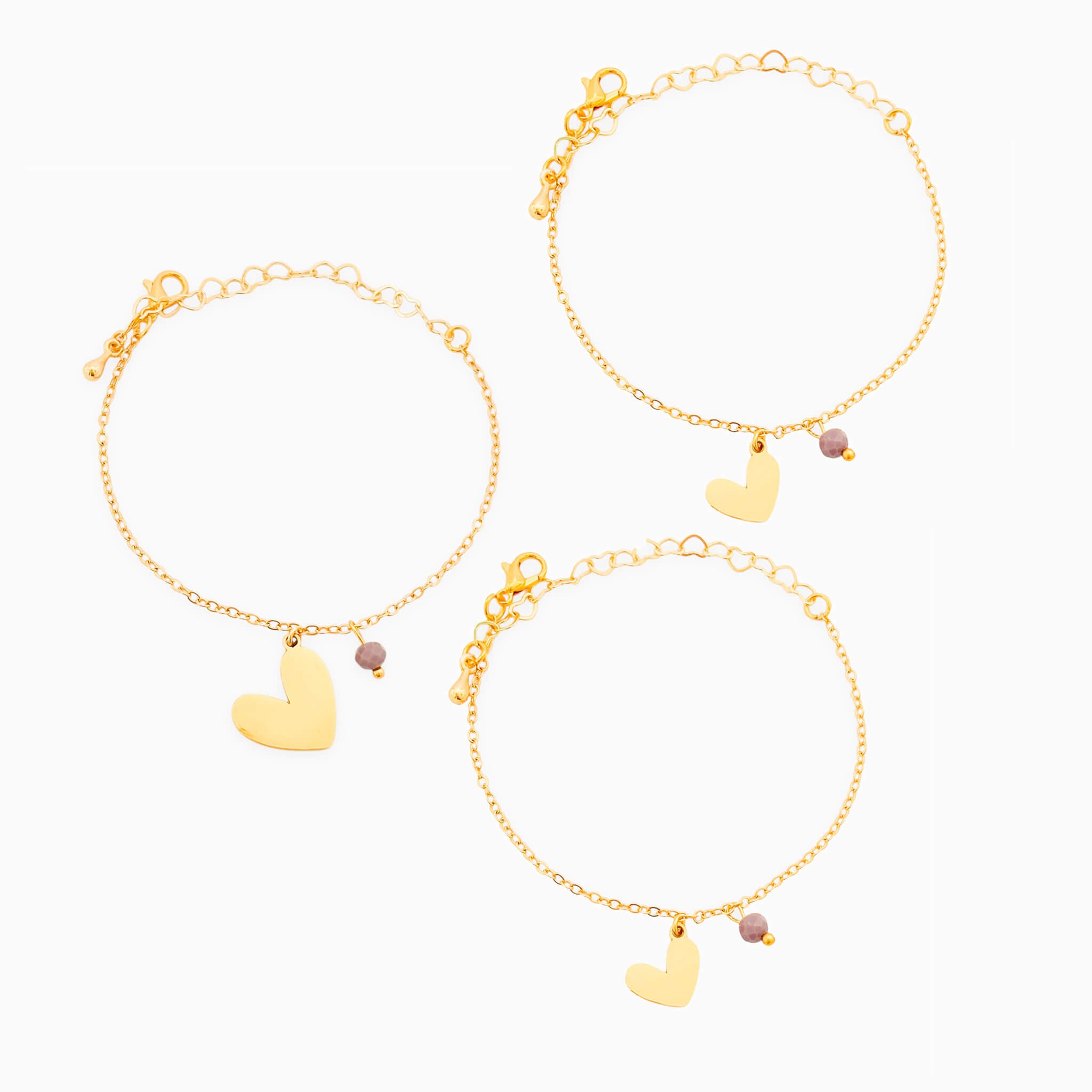 Pulseras Mamá e Hijas Corazones Murano Violeta x3 para Compartir