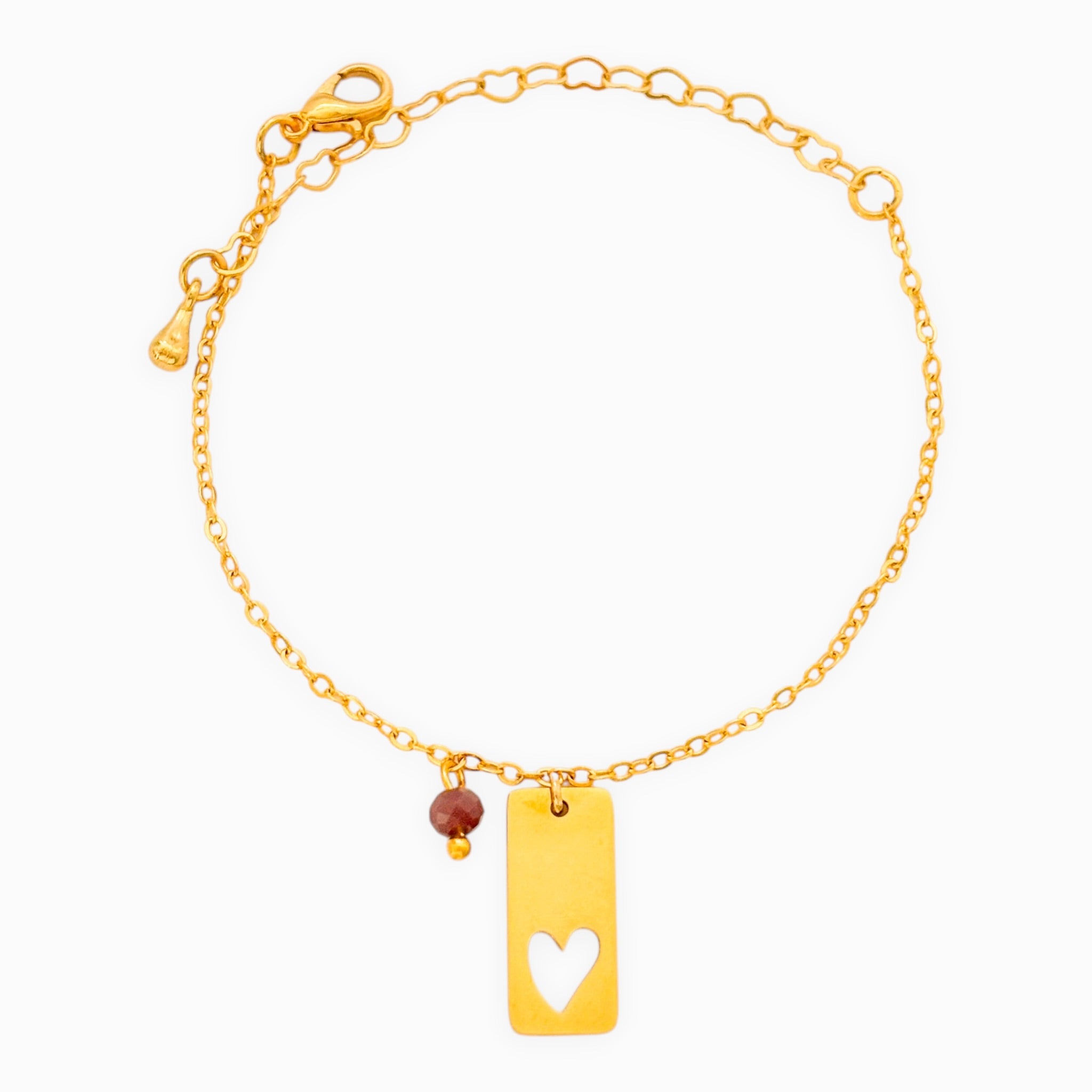 Pulsera Placa Corazón Calado Con Murano Violeta