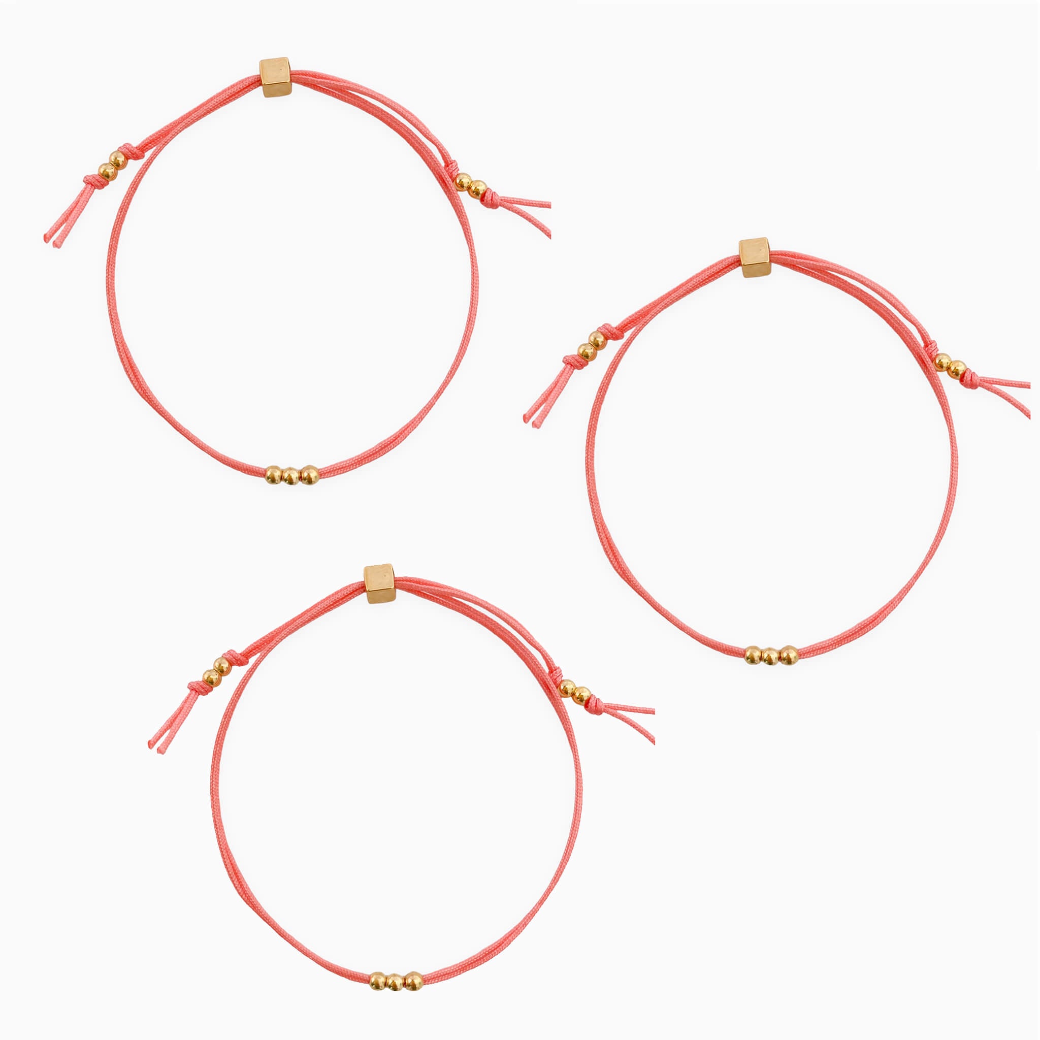 Pulsera Set De 3 Amigas Para Compartir Pide 3 Deseos Hilo Rosado