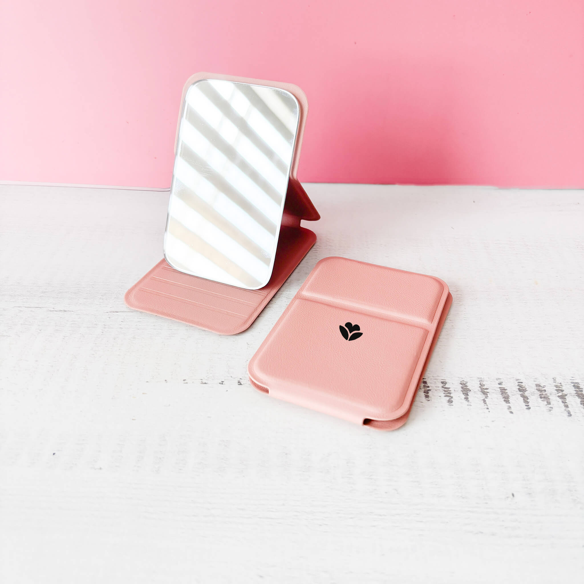 Espejo Pequeño Rosado Portátil Para Bolso Y Viajes