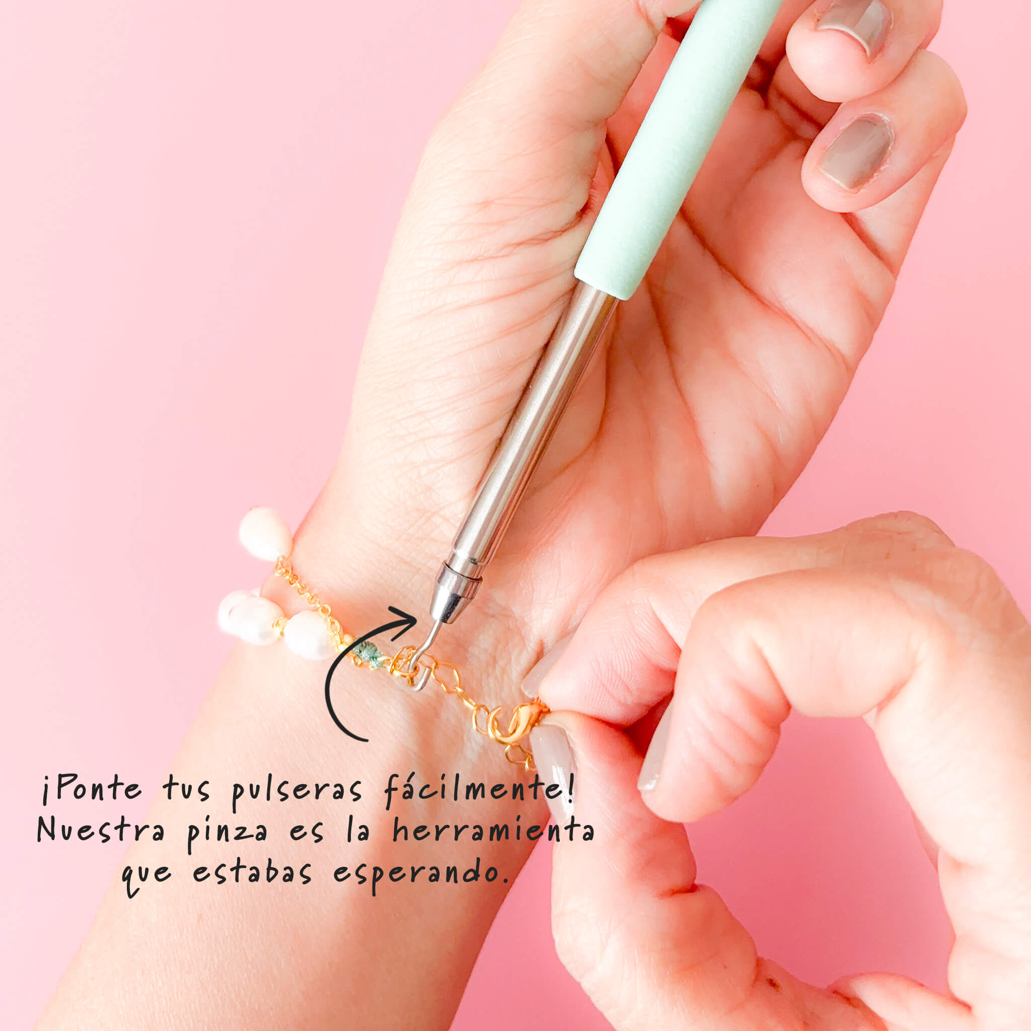 Pinza Para Poner Pulsera Verde Menta