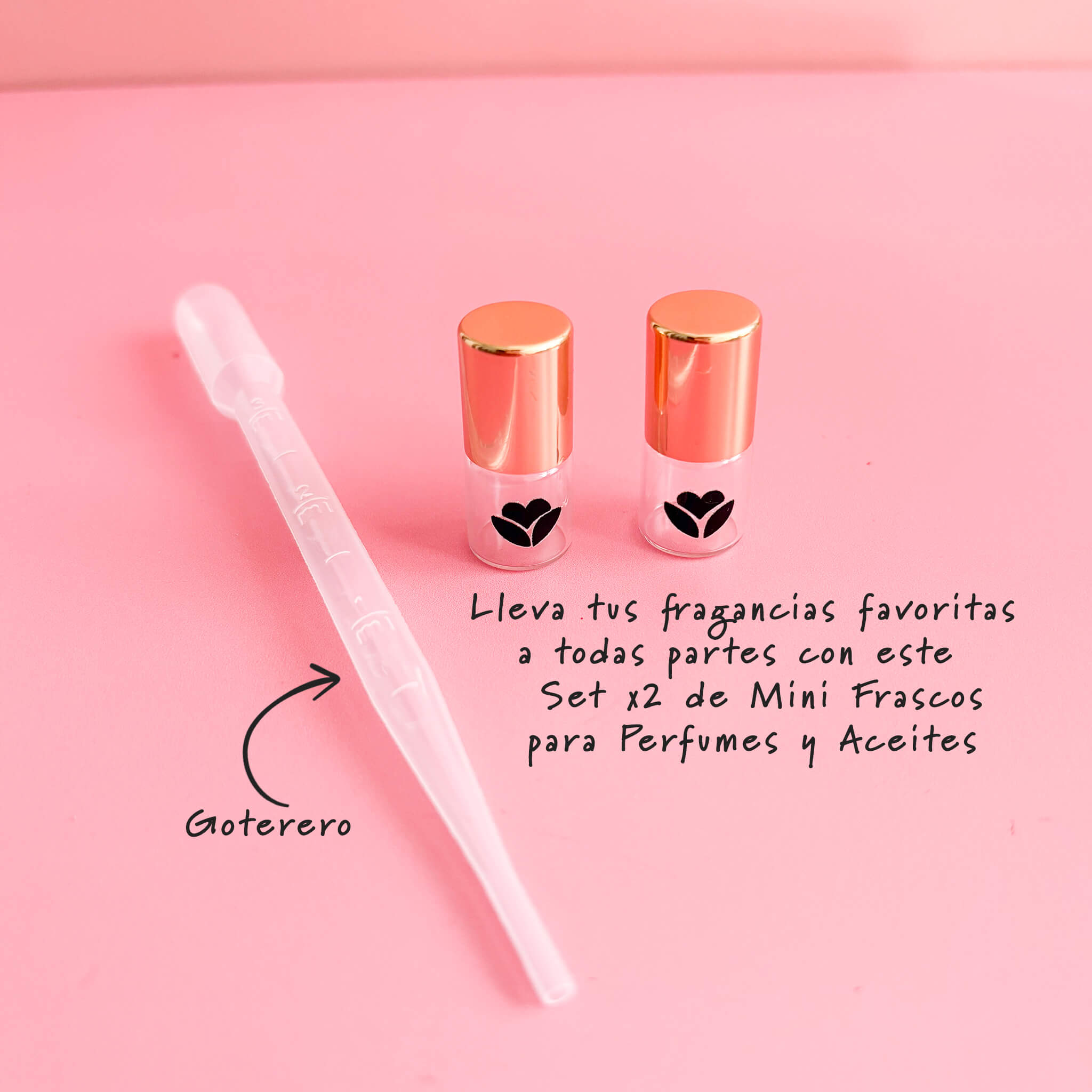Set x2 de Mini Frascos Dorados para Perfumes y Aceites – 1 ml