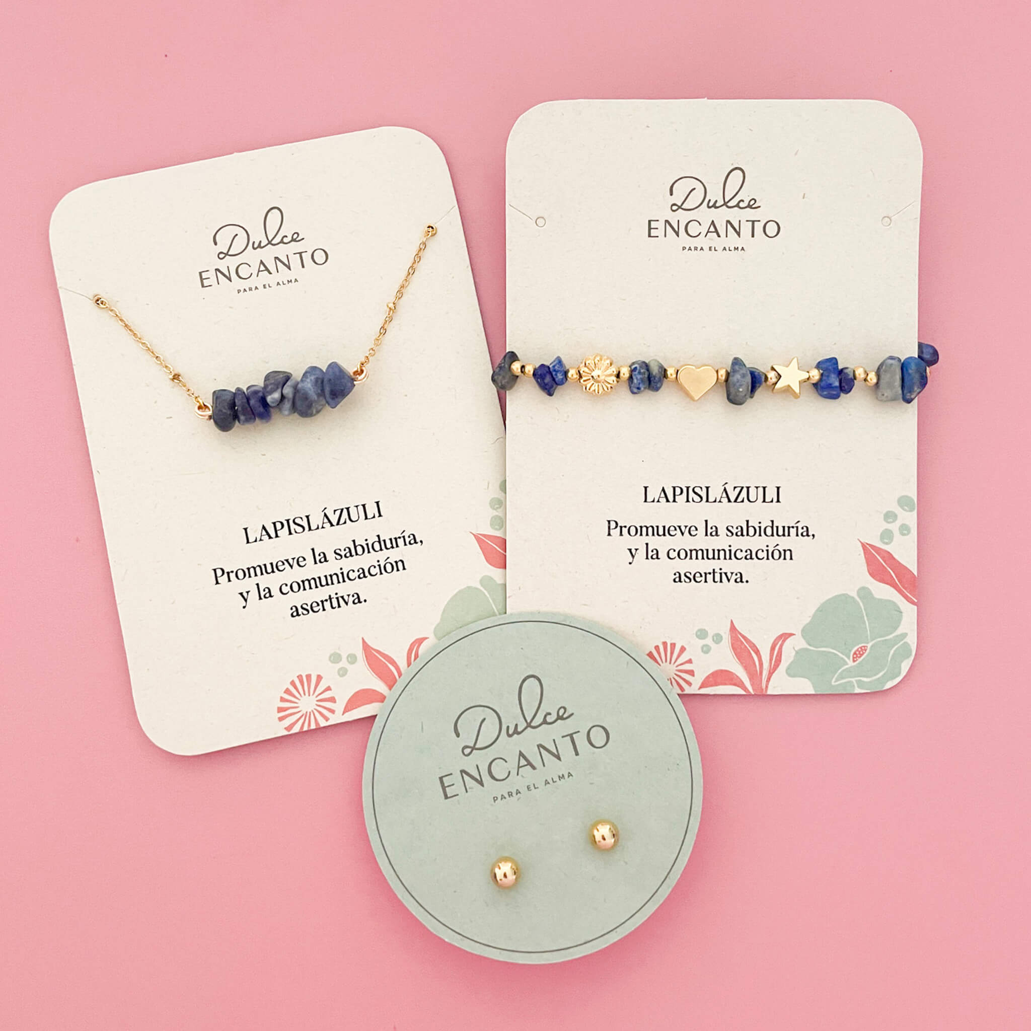 Set Cadena Lapislázuli + Pulsera Lapislázuli Elástica + Topos