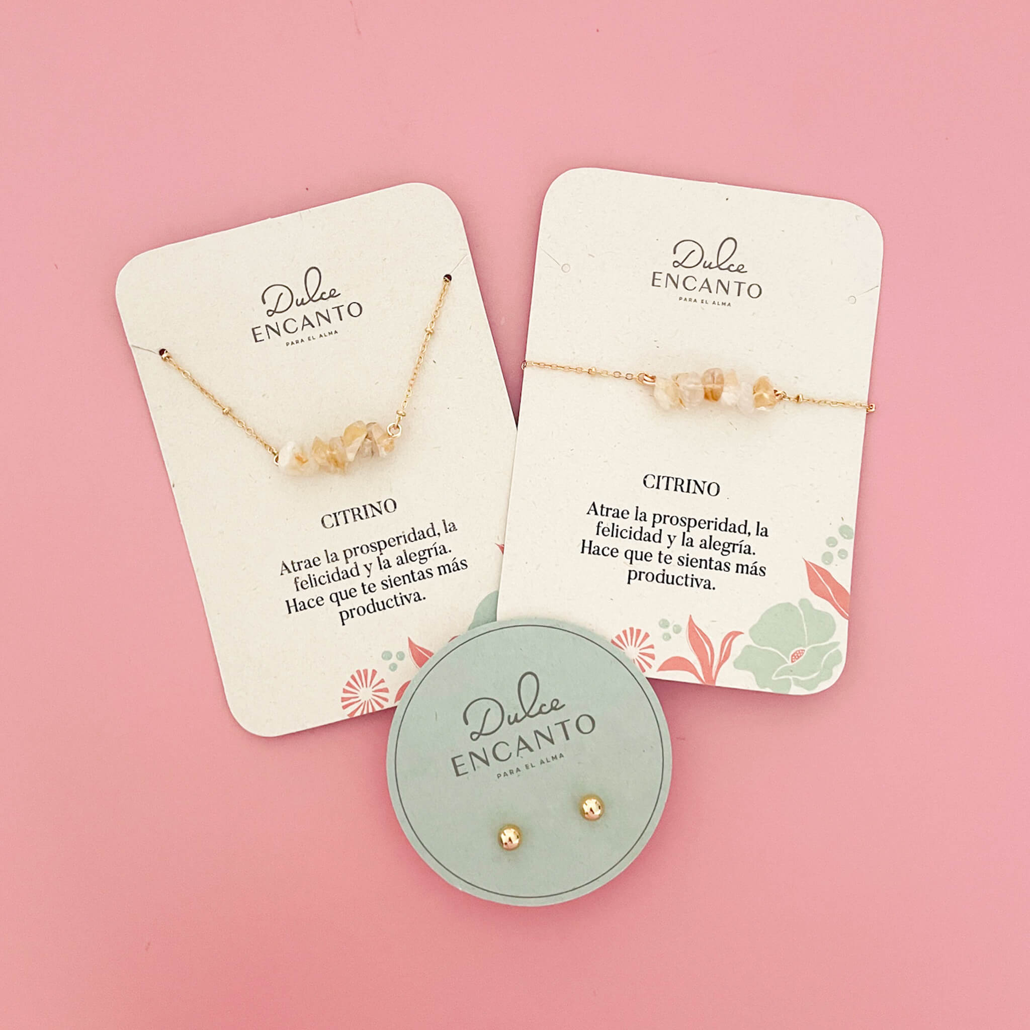 Set Cadena Citrino + Pulsera Citrino Broche + Topos