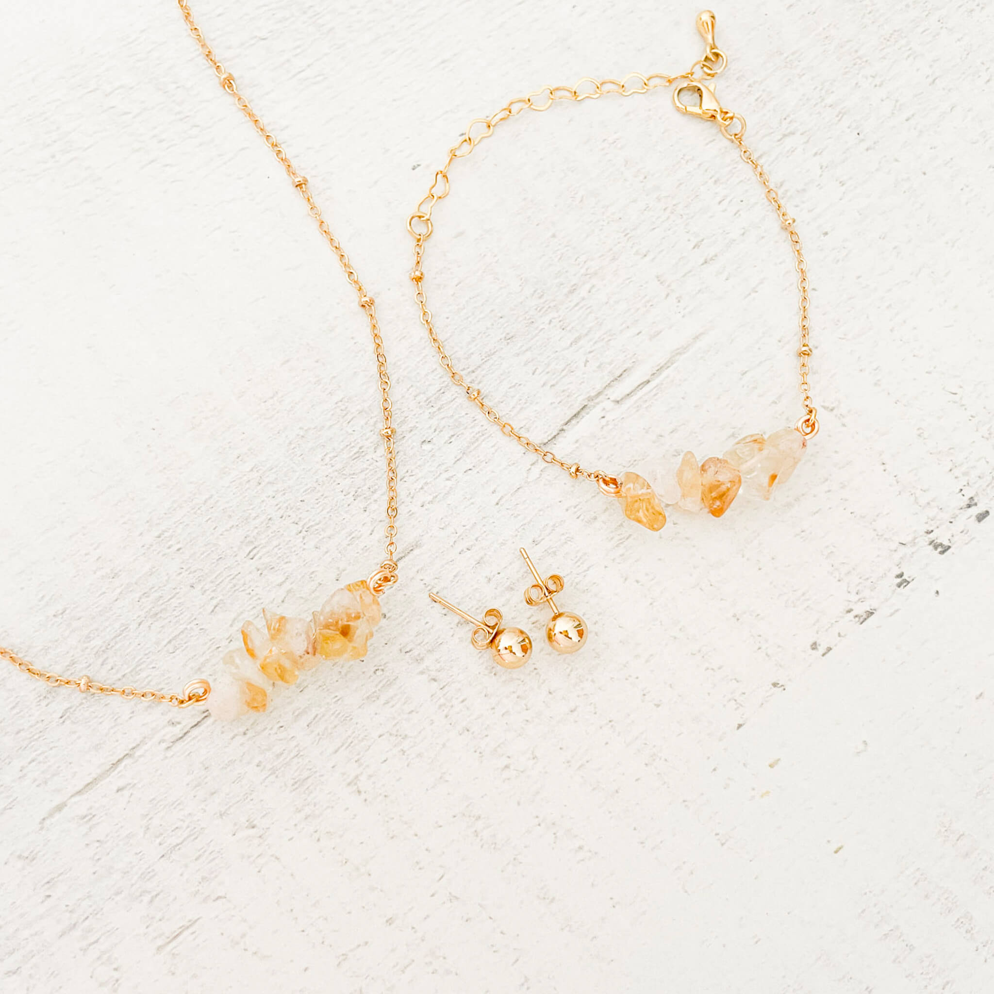 Set Cadena Citrino + Pulsera Citrino Broche + Topos
