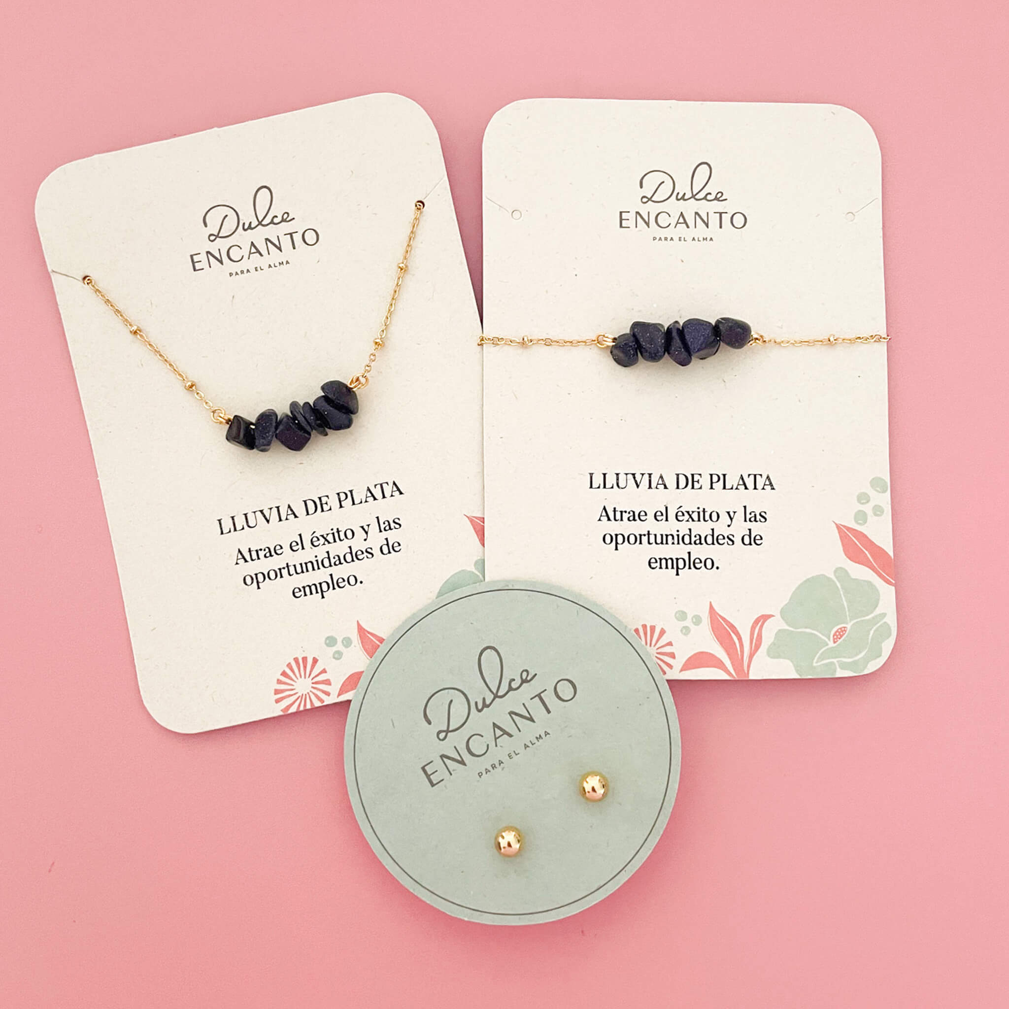 Set Cadena Lluvia de Plata + Pulsera Lluvia de Plata Broche + Topos