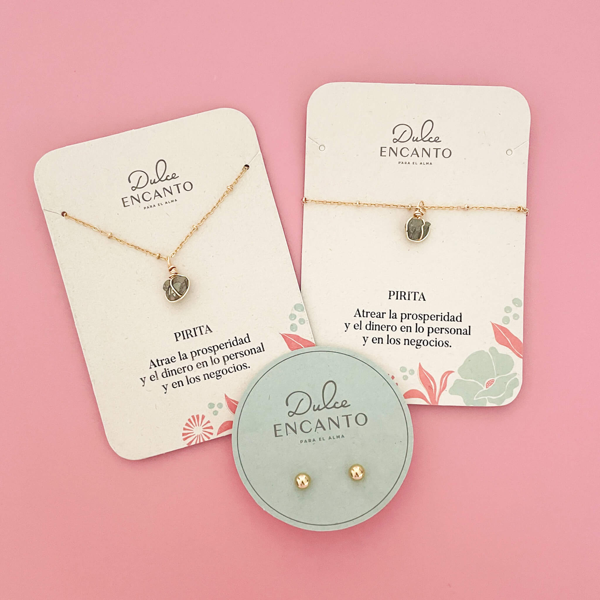 Set Cadena Pirita + Pulsera Pirita Broche + Topos
