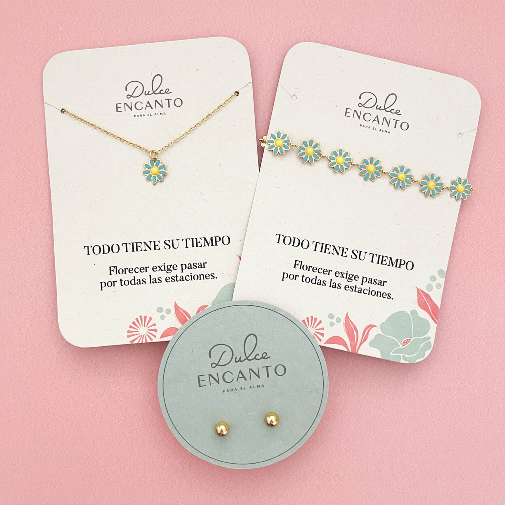 Set Cadena Margarita + Pulsera Margaritas Azules + Topos