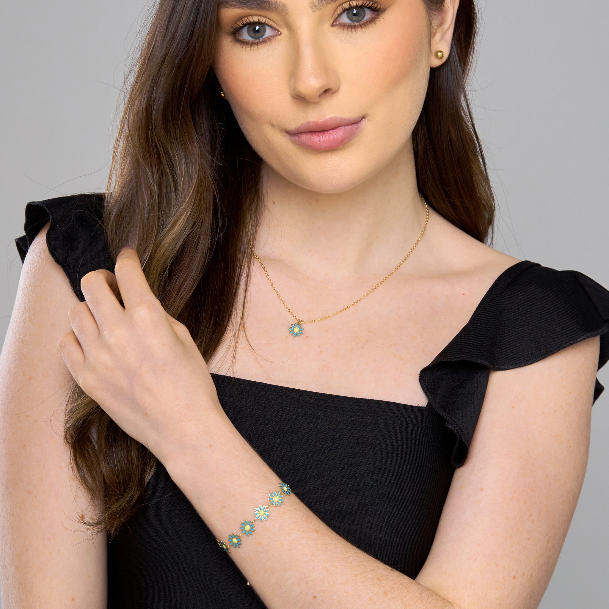 Set Cadena Margarita + Pulsera Margaritas Azules + Topos