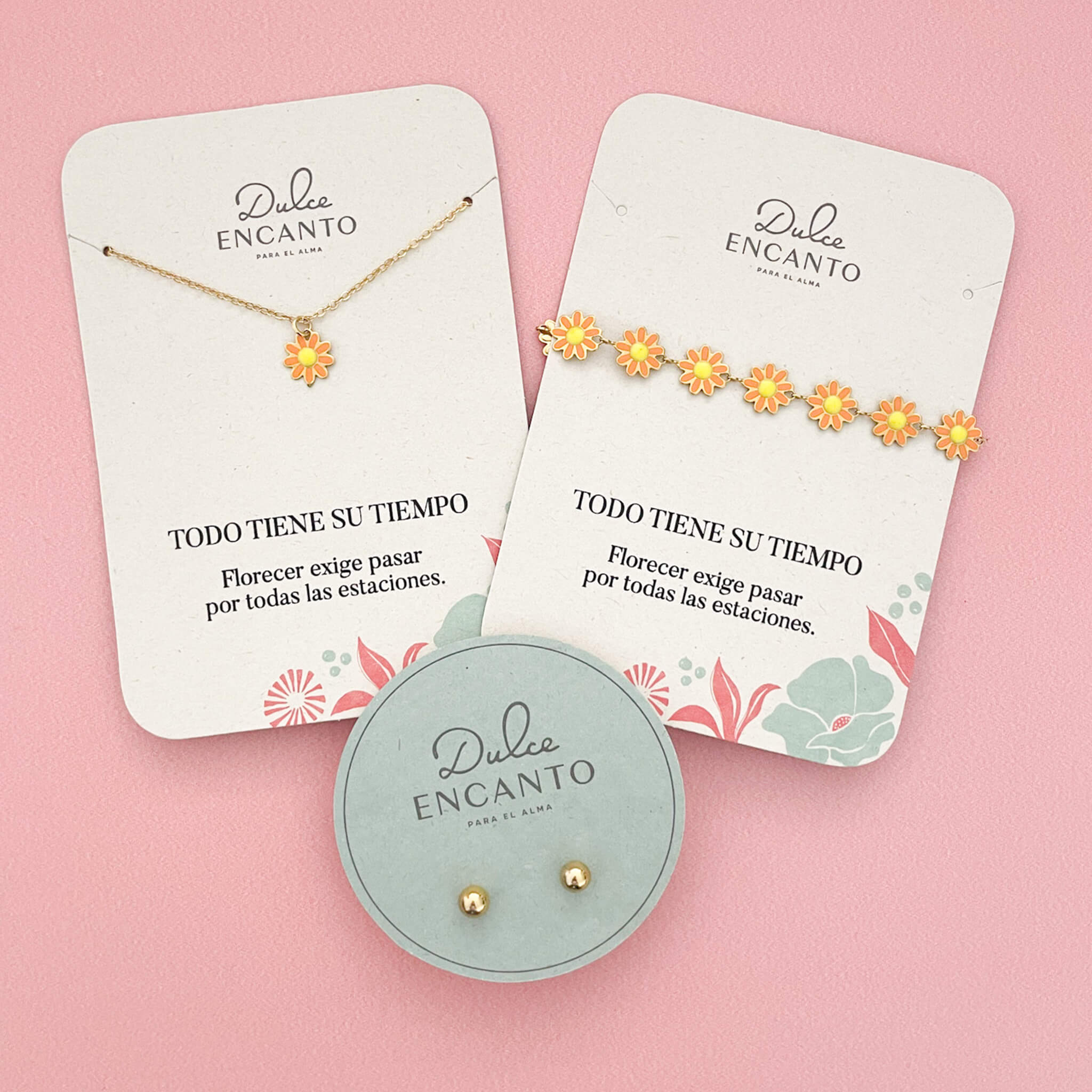 Set Cadena Margarita + Pulsera Margaritas Naranjadas + Topos