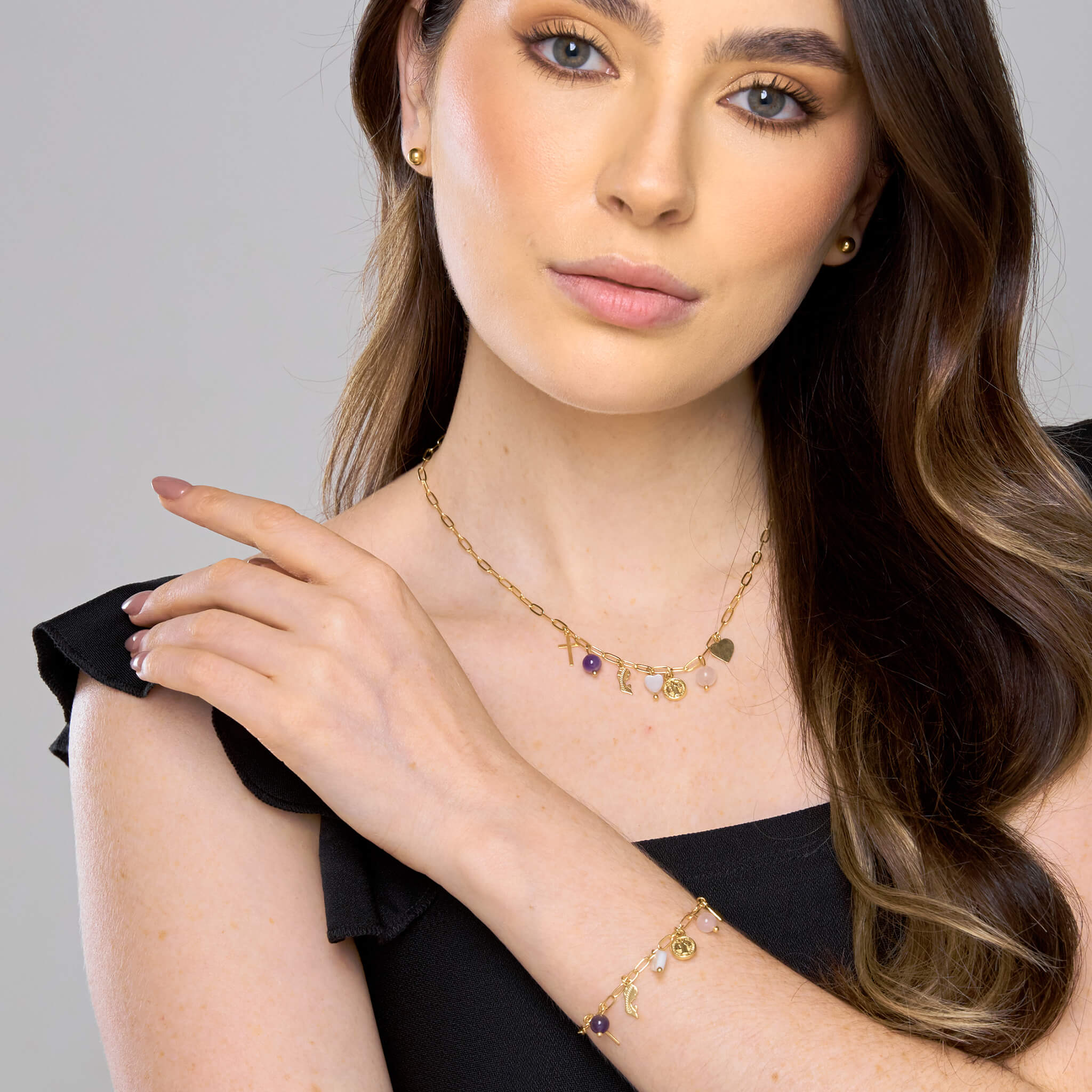 Set Collar Intenciones Fe Amor + Pulsera + Topos