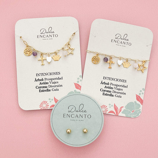 Set Collar Intenciones Soy Suficiente + Pulsera + Topos