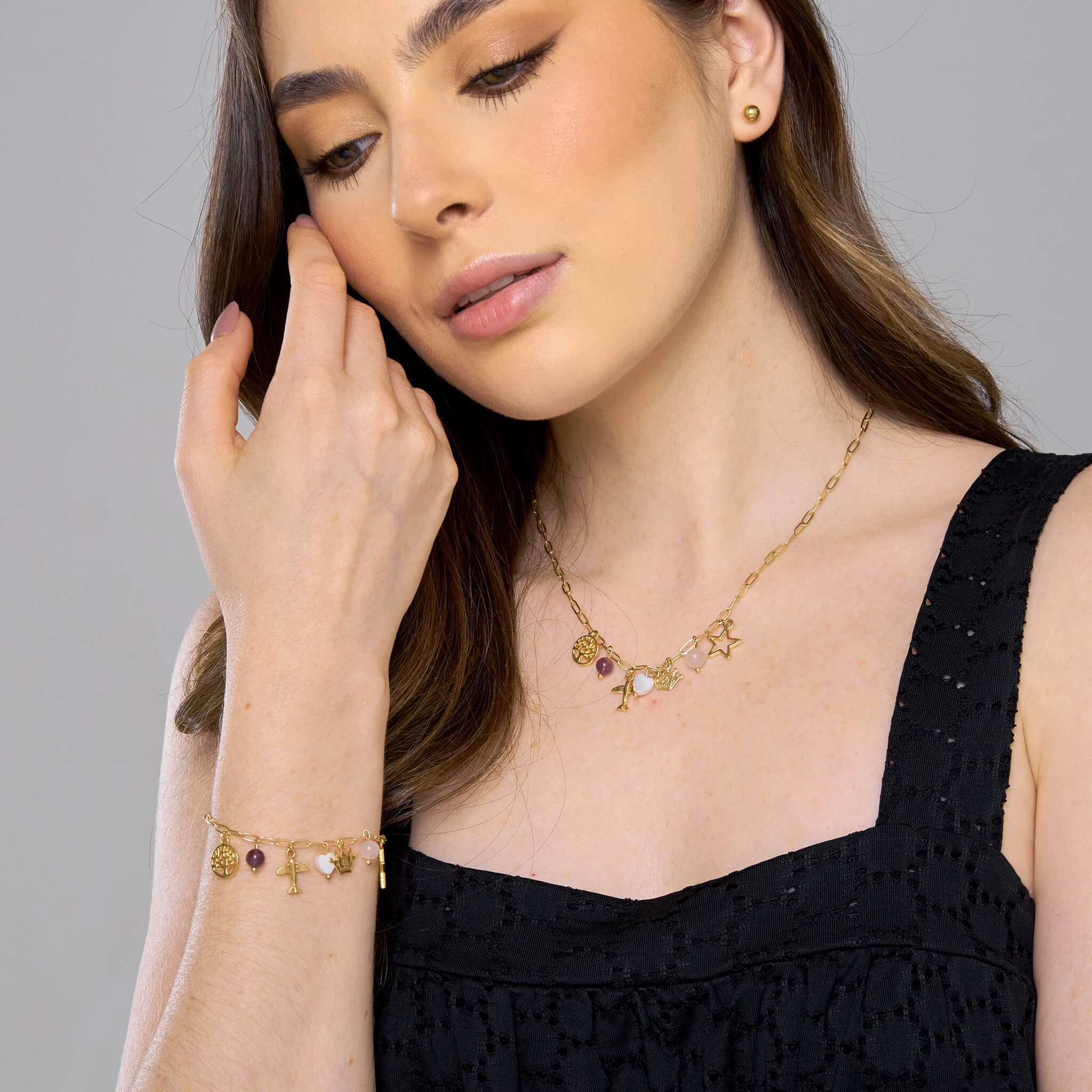 Set Collar Intenciones Soy Suficiente + Pulsera + Topos