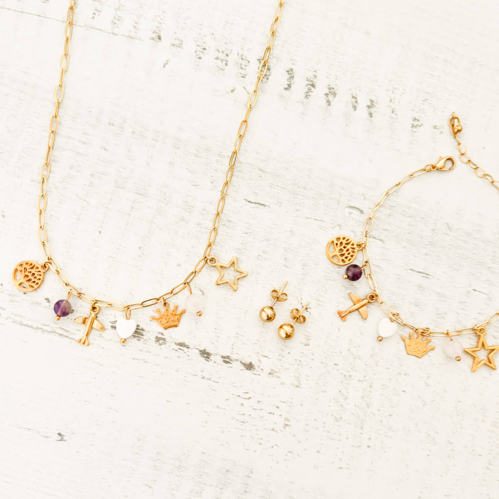 Set Collar Intenciones Soy Suficiente + Pulsera + Topos