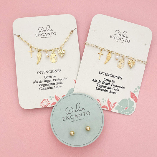 Set Collar Intenciones Fe + Pulsera + Topos