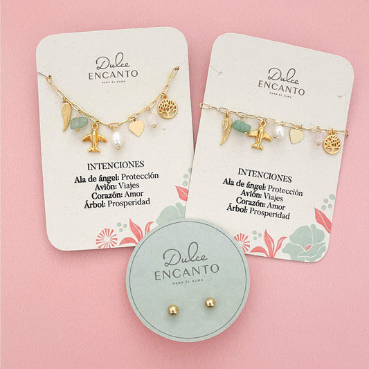 Set Collar Intenciones Viajes + Pulsera + Topos