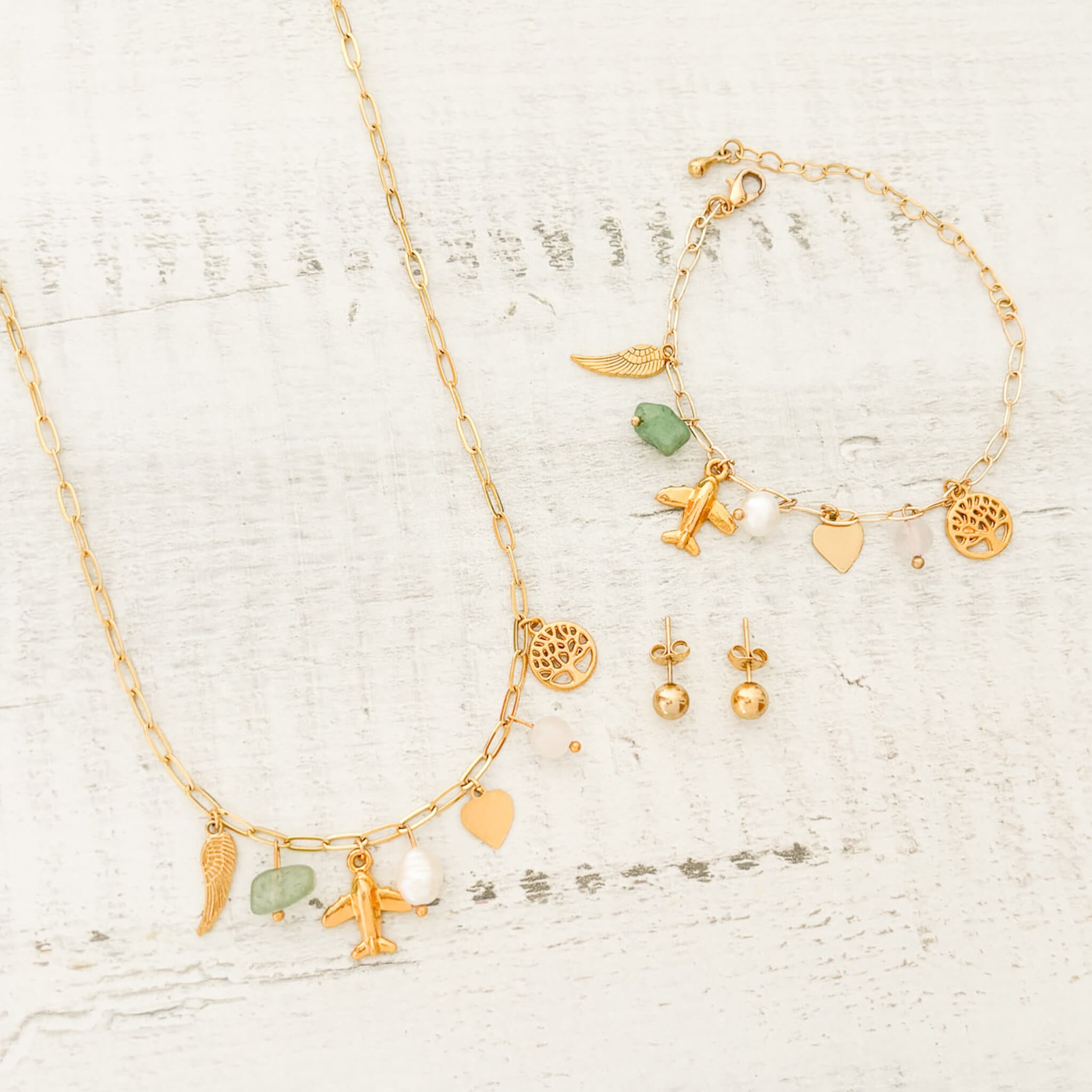 Set Collar Intenciones Viajes + Pulsera + Topos