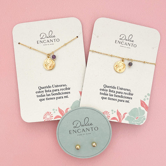 Set Cadena Universo Amatista + Pulsera Universo Amatista + Topos