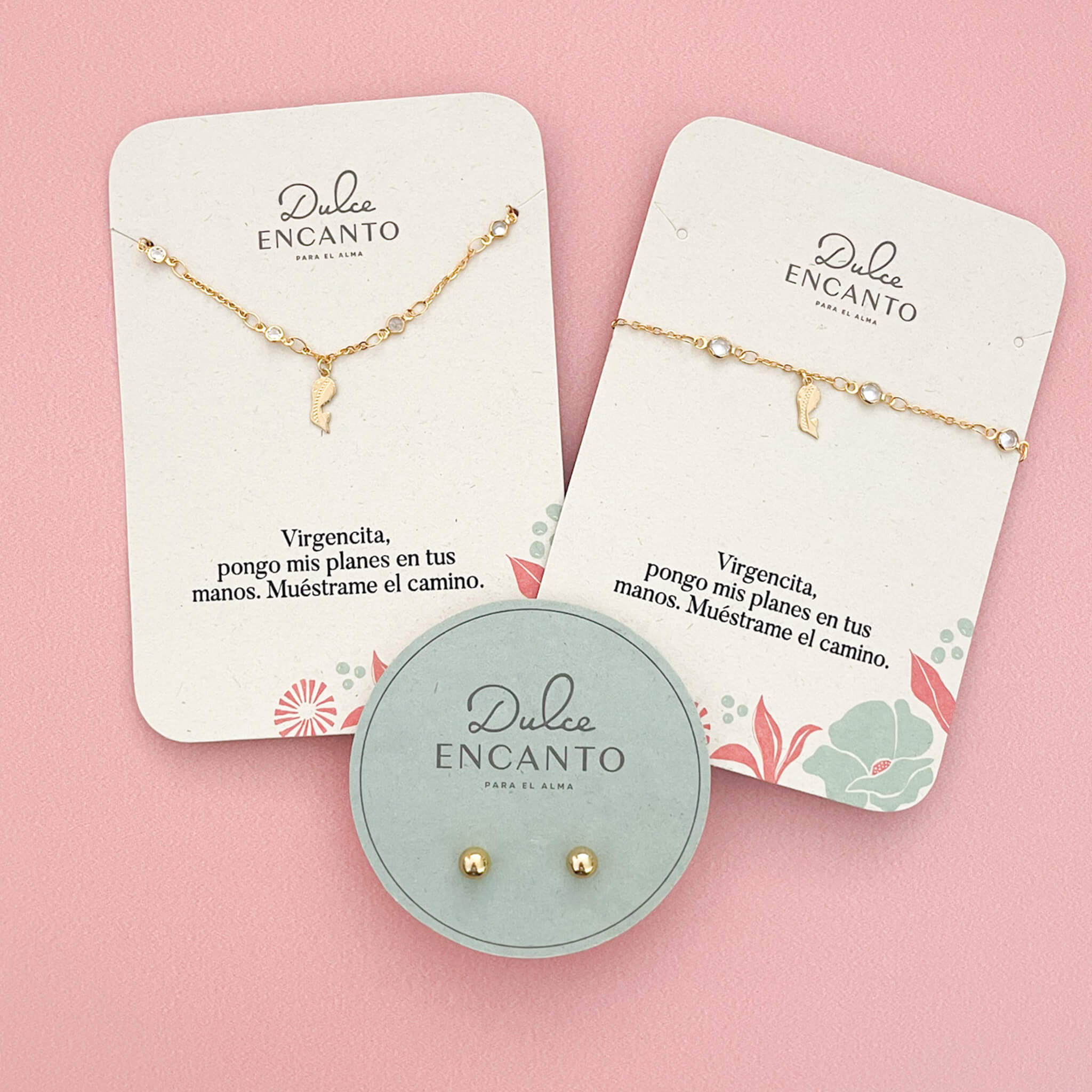 Set Cadena Virgencita Zircón + Pulsera Virgencita Zircón + Topos