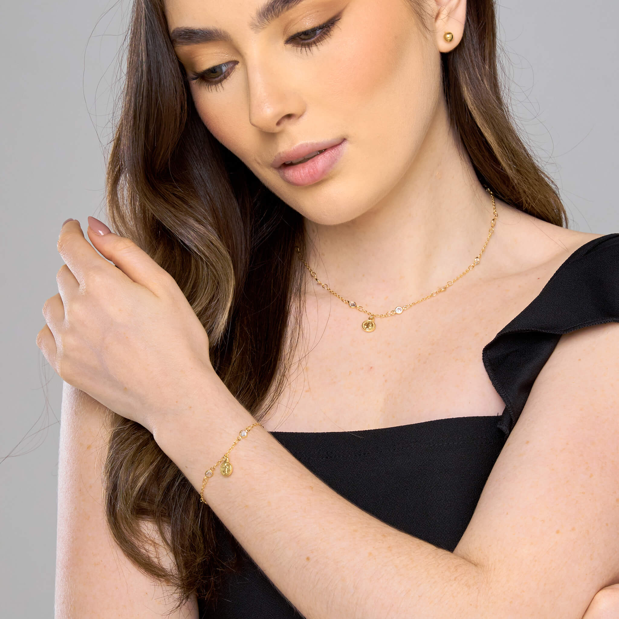 Set Cadena San Benito Zircón + Pulsera San Benito Zircón + Topos