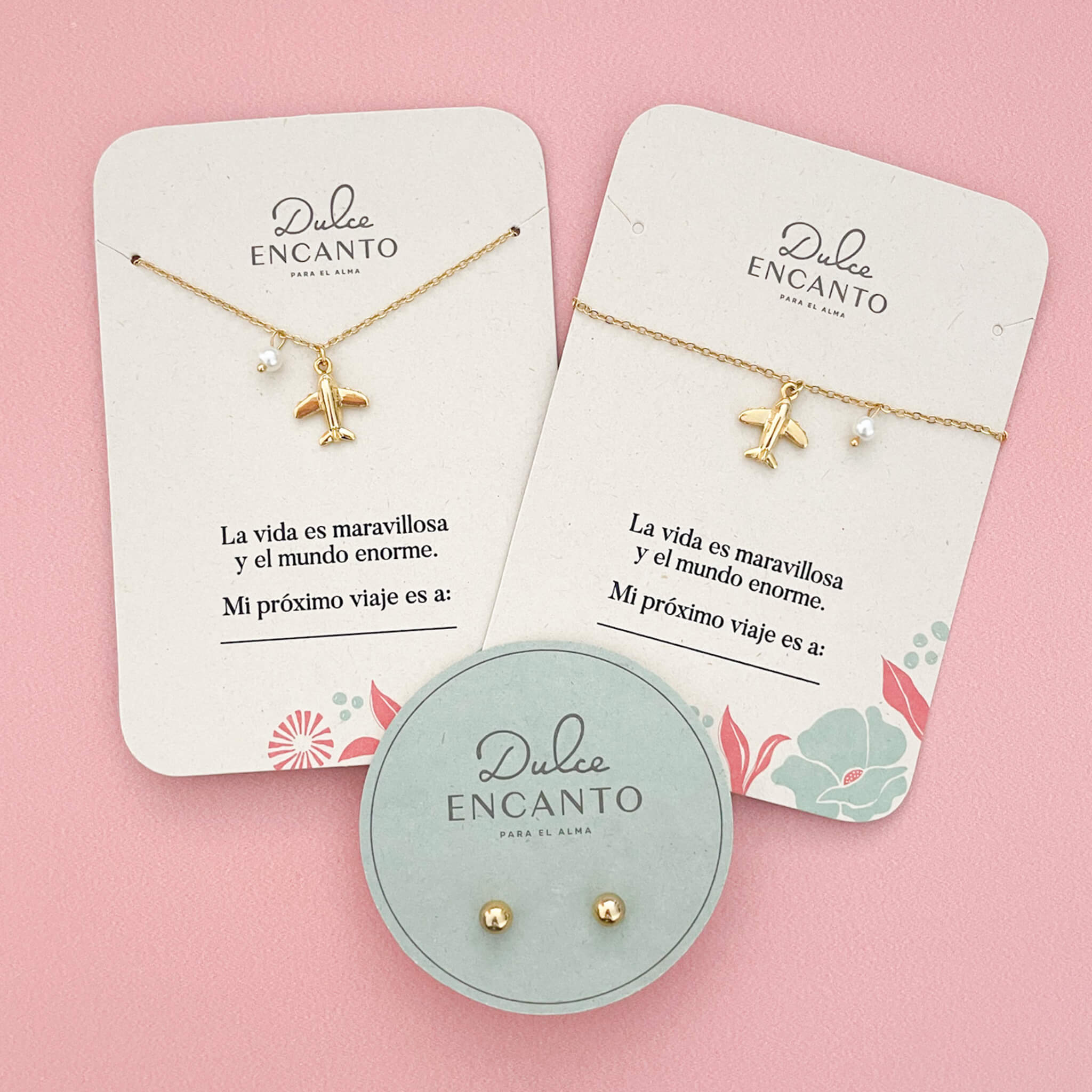 Set Cadena Avión + Pulsera Avión + Topos