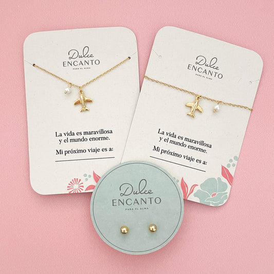 Set Cadena Avión + Pulsera Avión + Topos