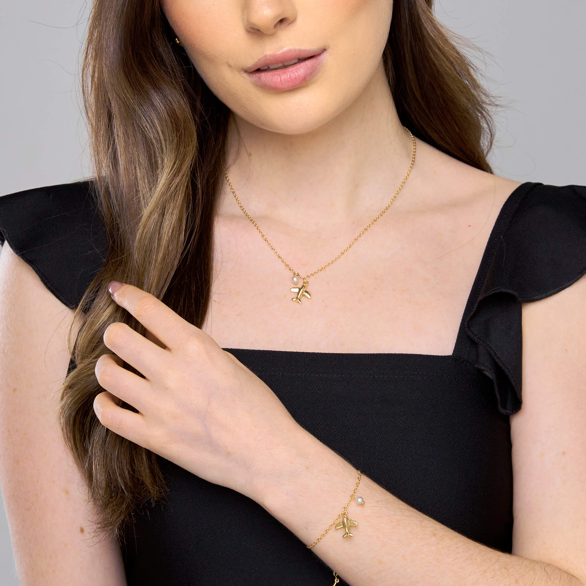 Set Cadena Avión + Pulsera Avión + Topos