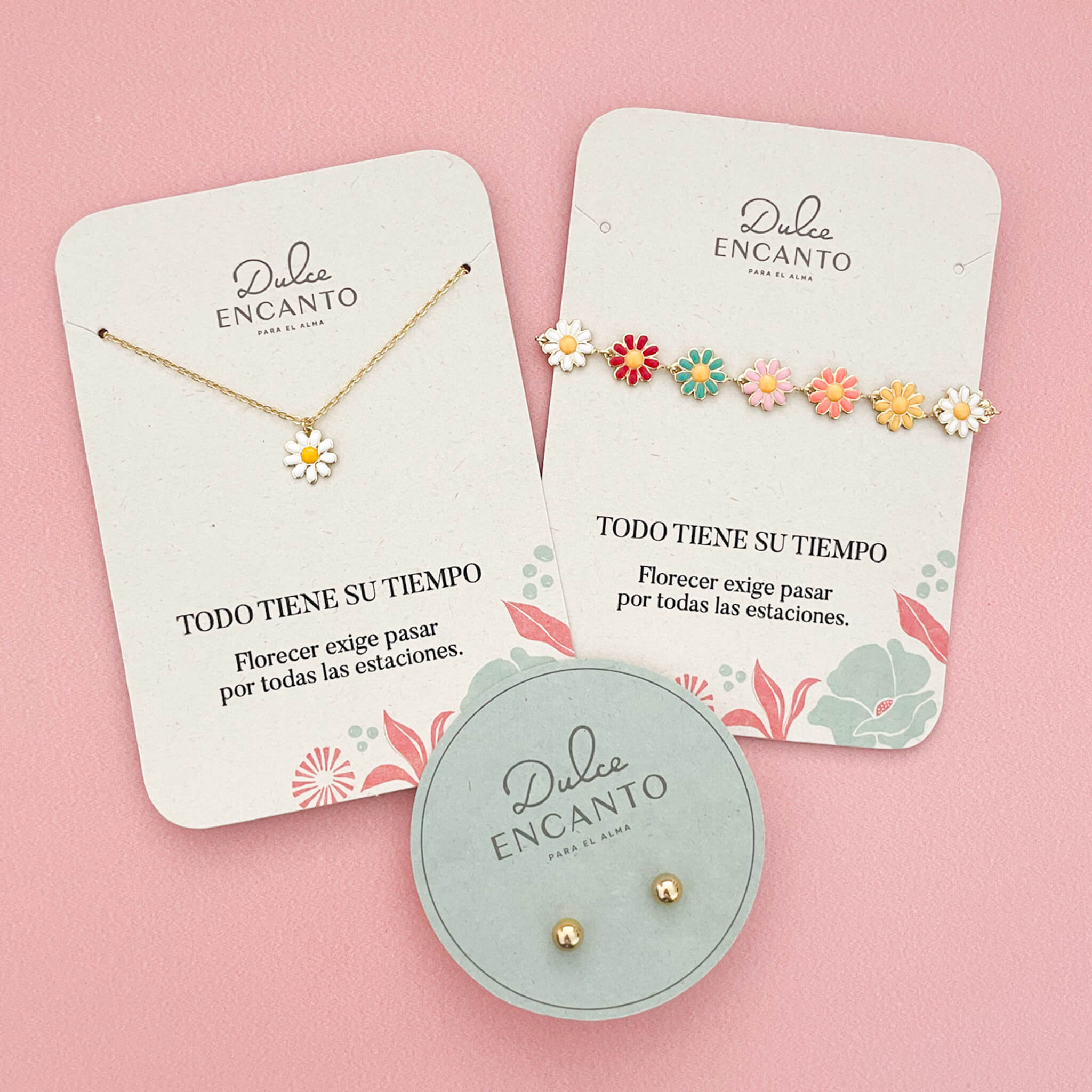 Set Cadena Margarita + Pulsera Margaritas Multicolor + Topos